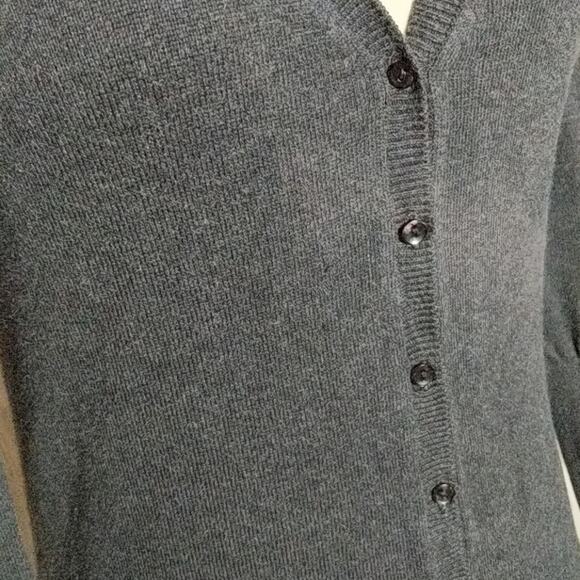 ZARA Knit Charcoal Gray V-Neck Fitted Cardigan Sweater M - Picture 7 of 16